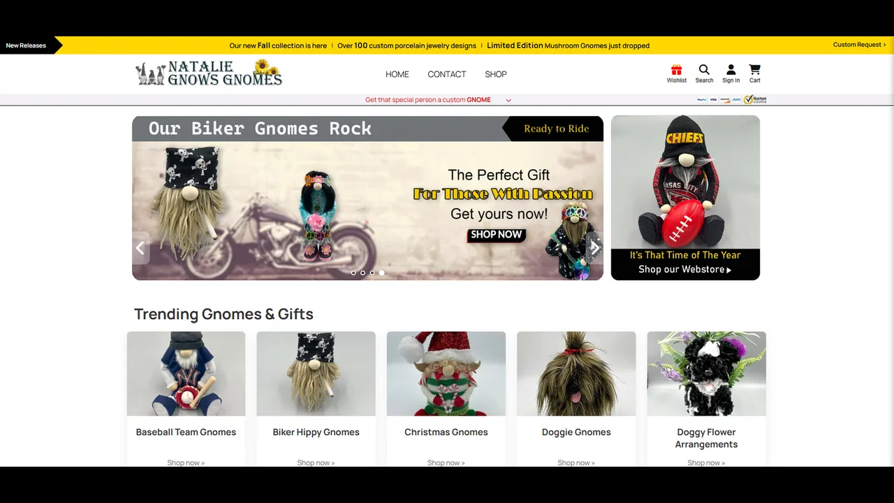 Natalie Gnows Gnomes website preview