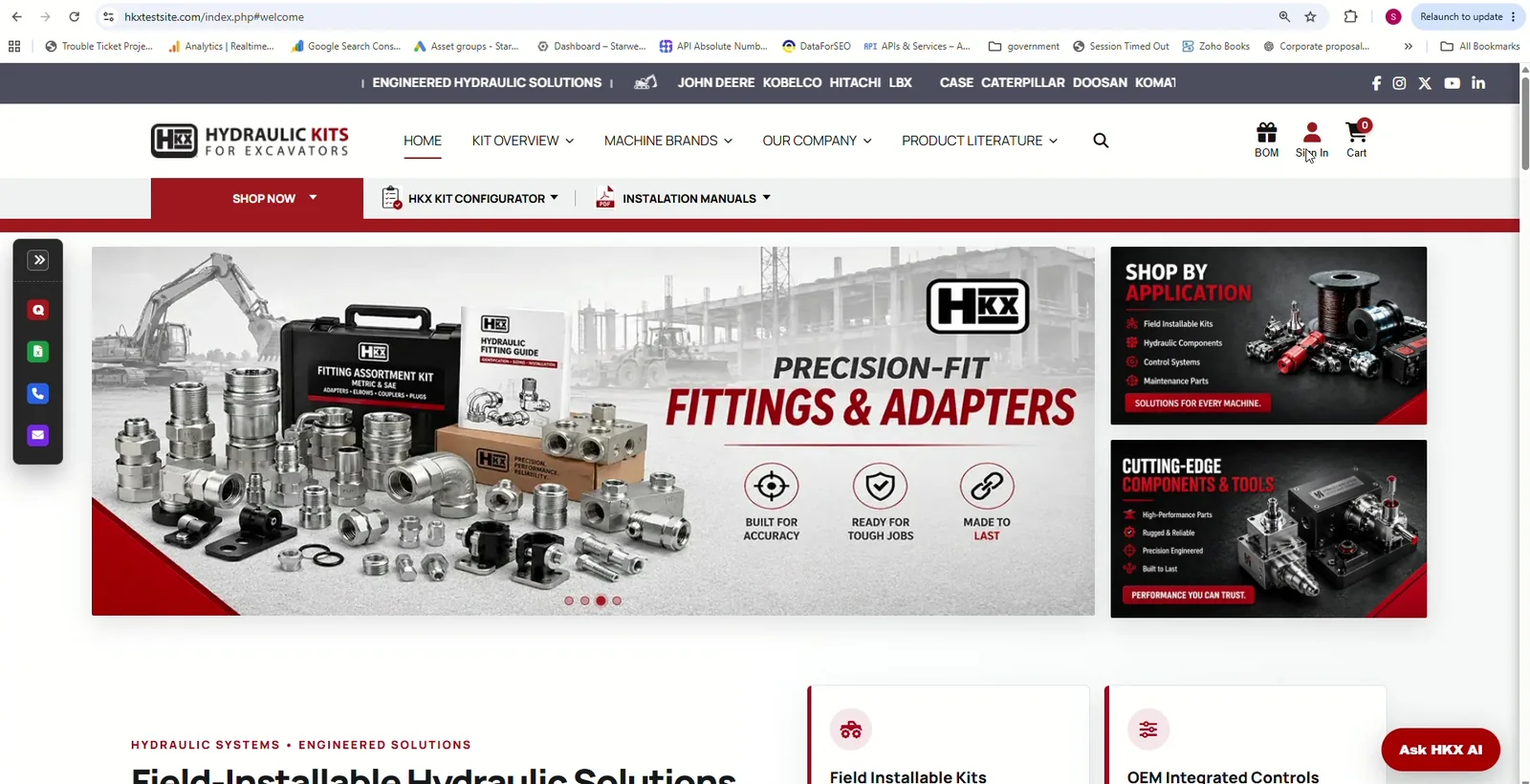 Industrial ecommerce page showing QuickOrder remaining available while the customer browses
