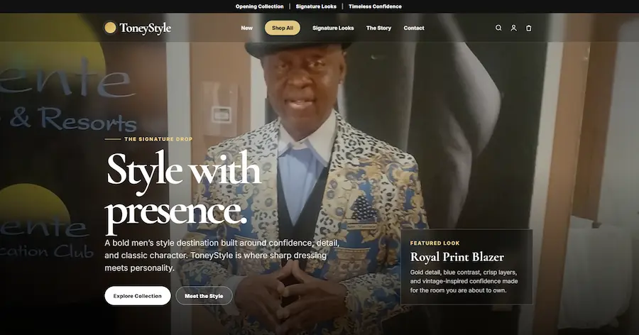 Toney Style website preview