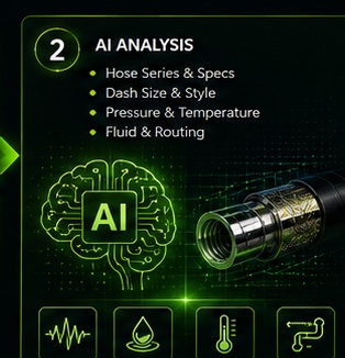 AI system analyzing hydraulic hose construction and specifications