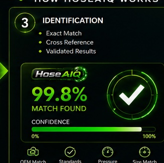 HoseAIQ verified hydraulic hose identification result